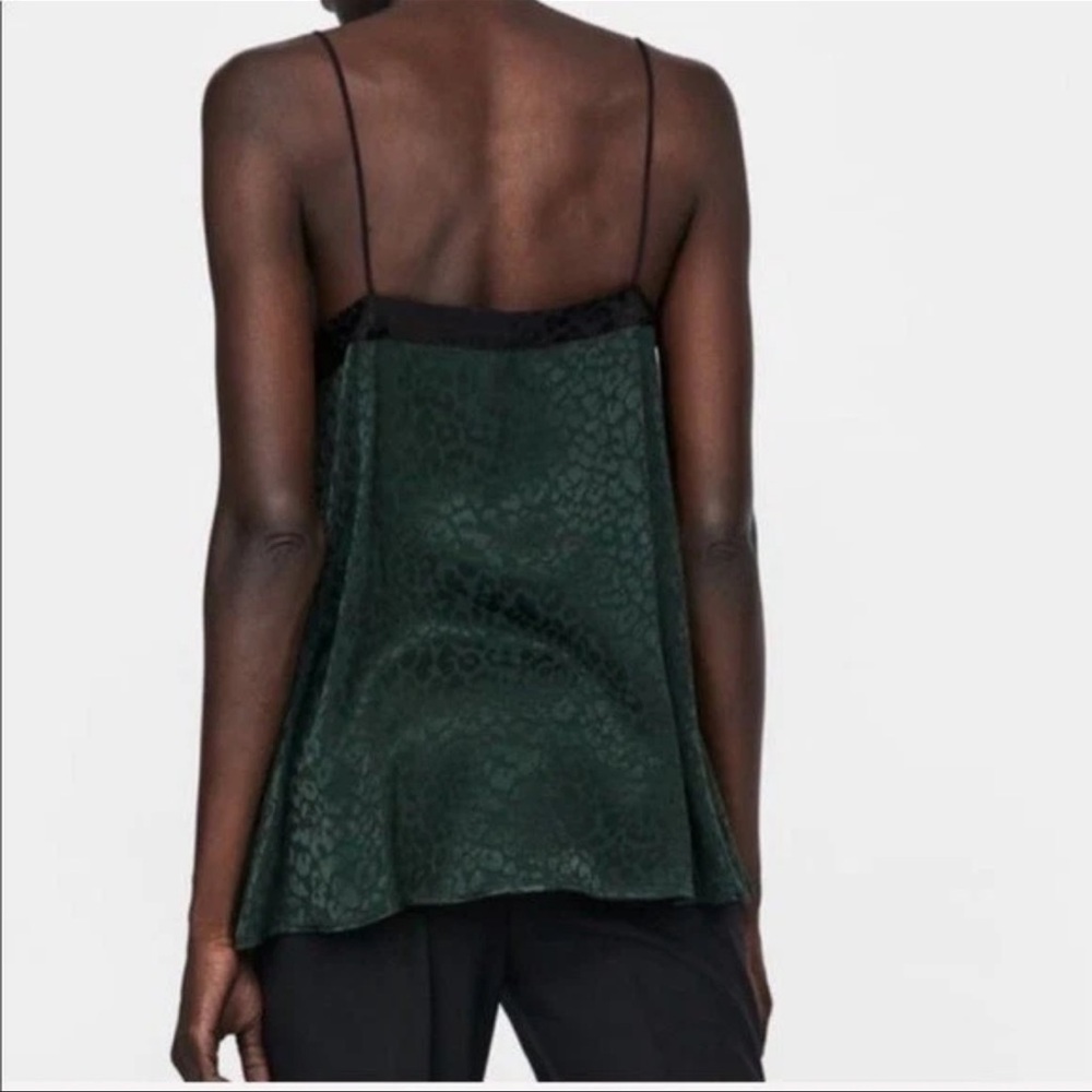 Zara Basic Dark Green Lace Top - image 2